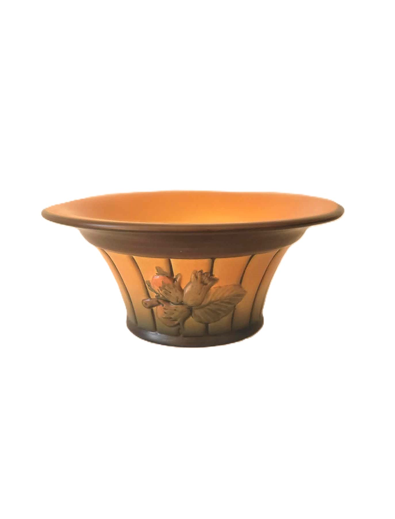 Dansk vintage-frugtskål i terracotta på fod, designet af P. Ipsens Enke, 1970'erne