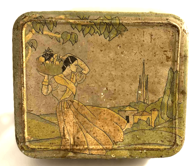 Smuk antik Art Deco tinboks fra 1930erne