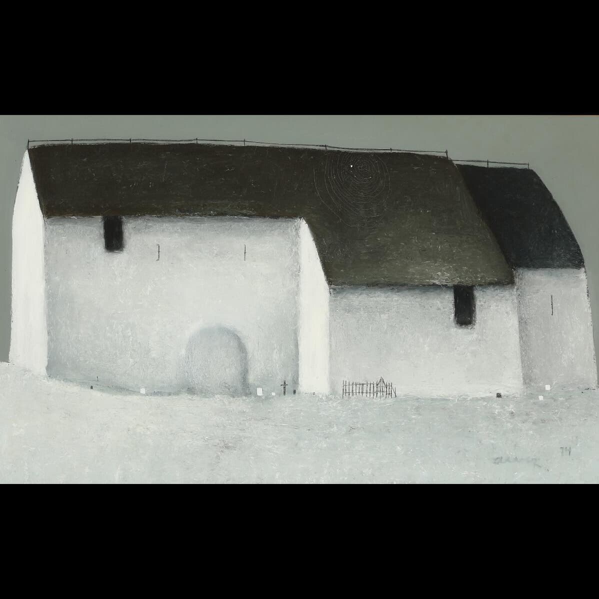 Albert Bertelsen “Vinter ved kirke” 1974