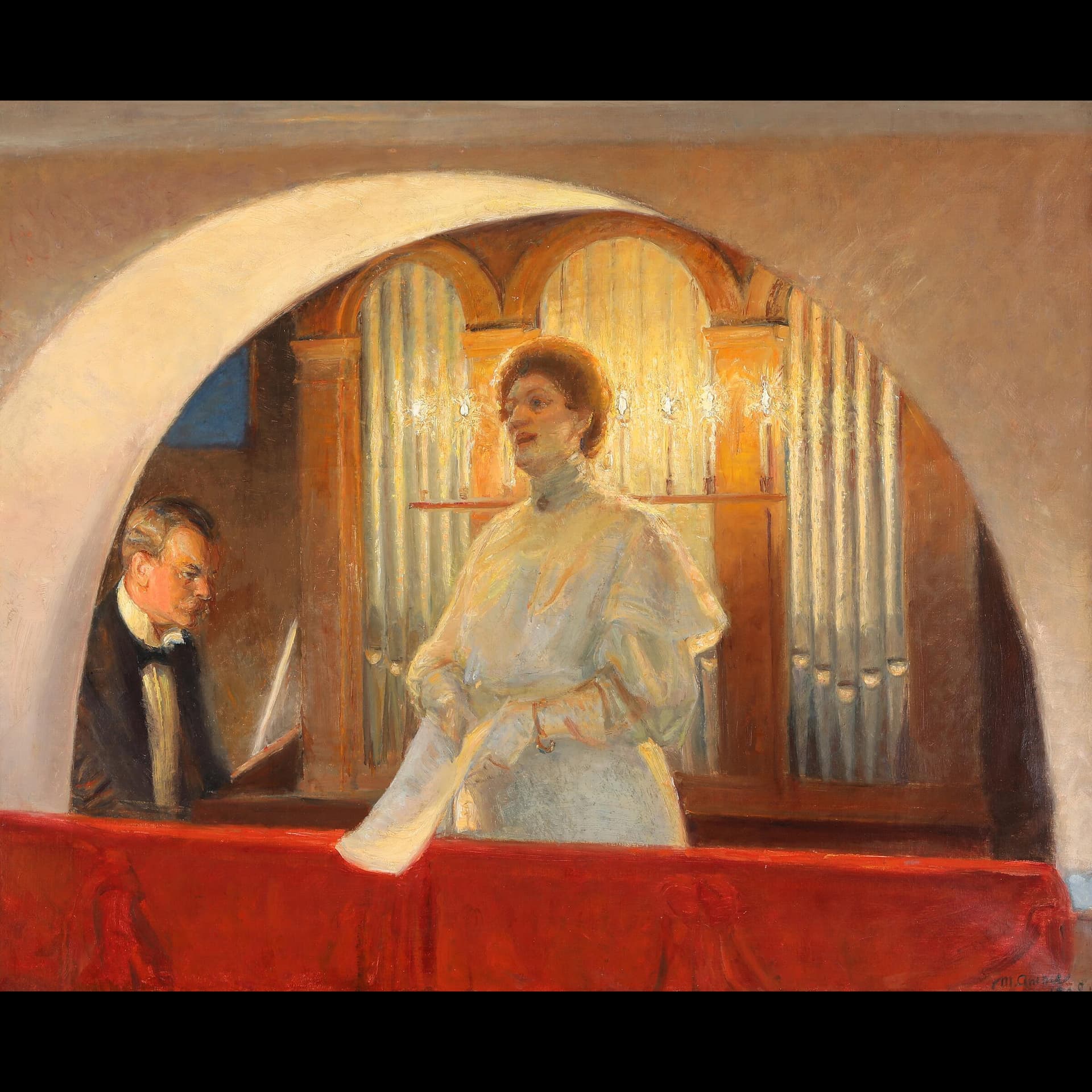 Michael Ancher “Henny Brodersen synger i Skagen kirke” 1908