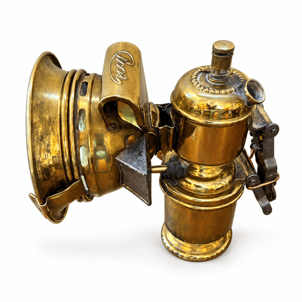 Gammel messing cykellygte fra starten af 1900-tallet