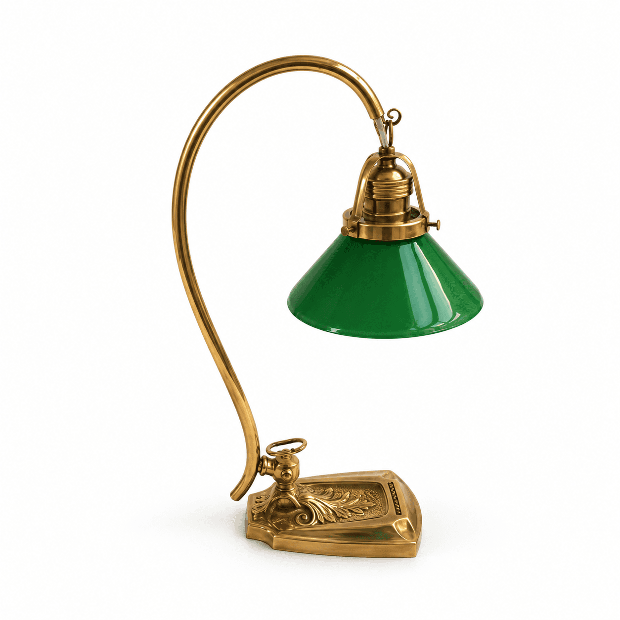 Messing klaverlampe m. skærm, Danmark ca. 1930