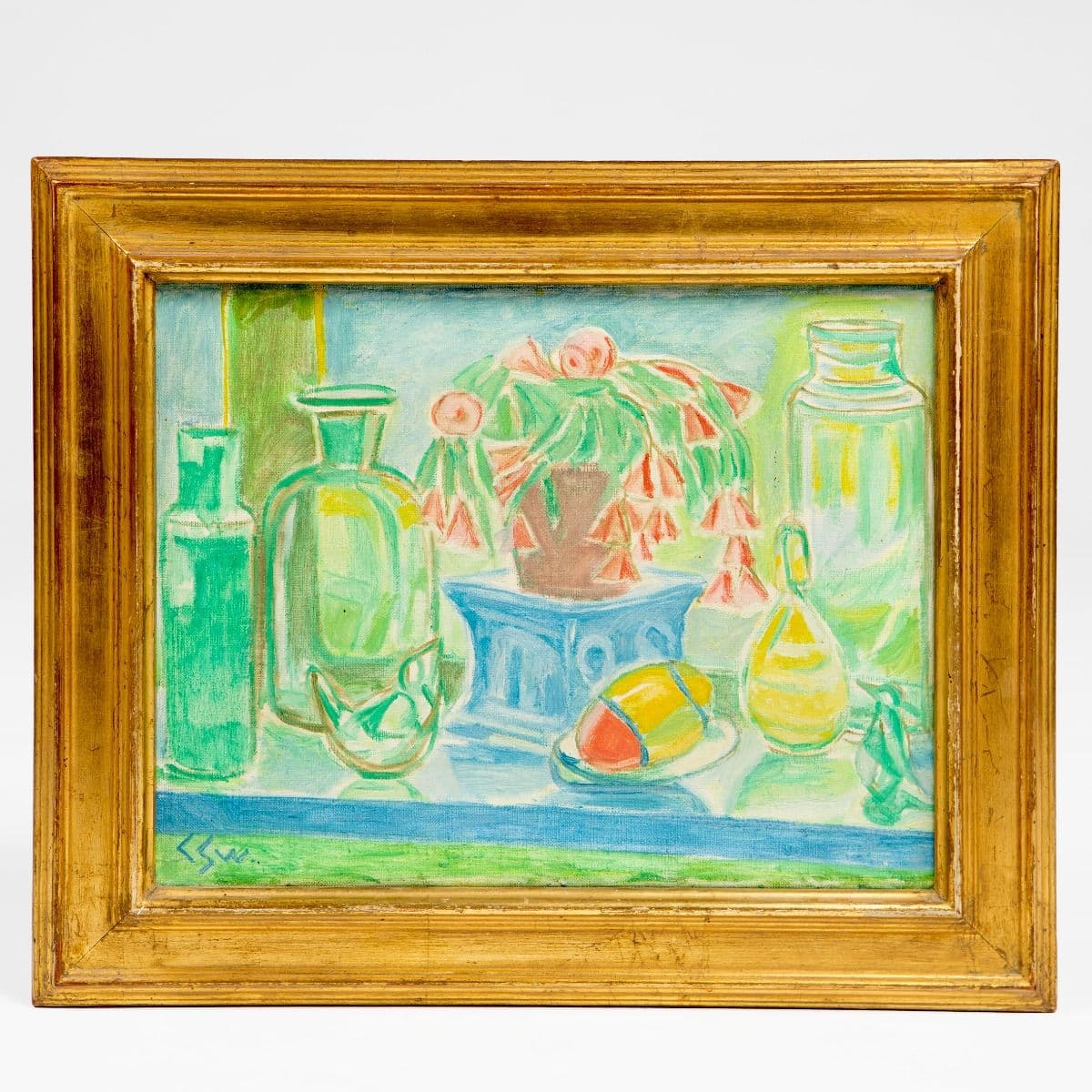 Christine Swane - Stilleben, olie på lærred. Signeret, 1955