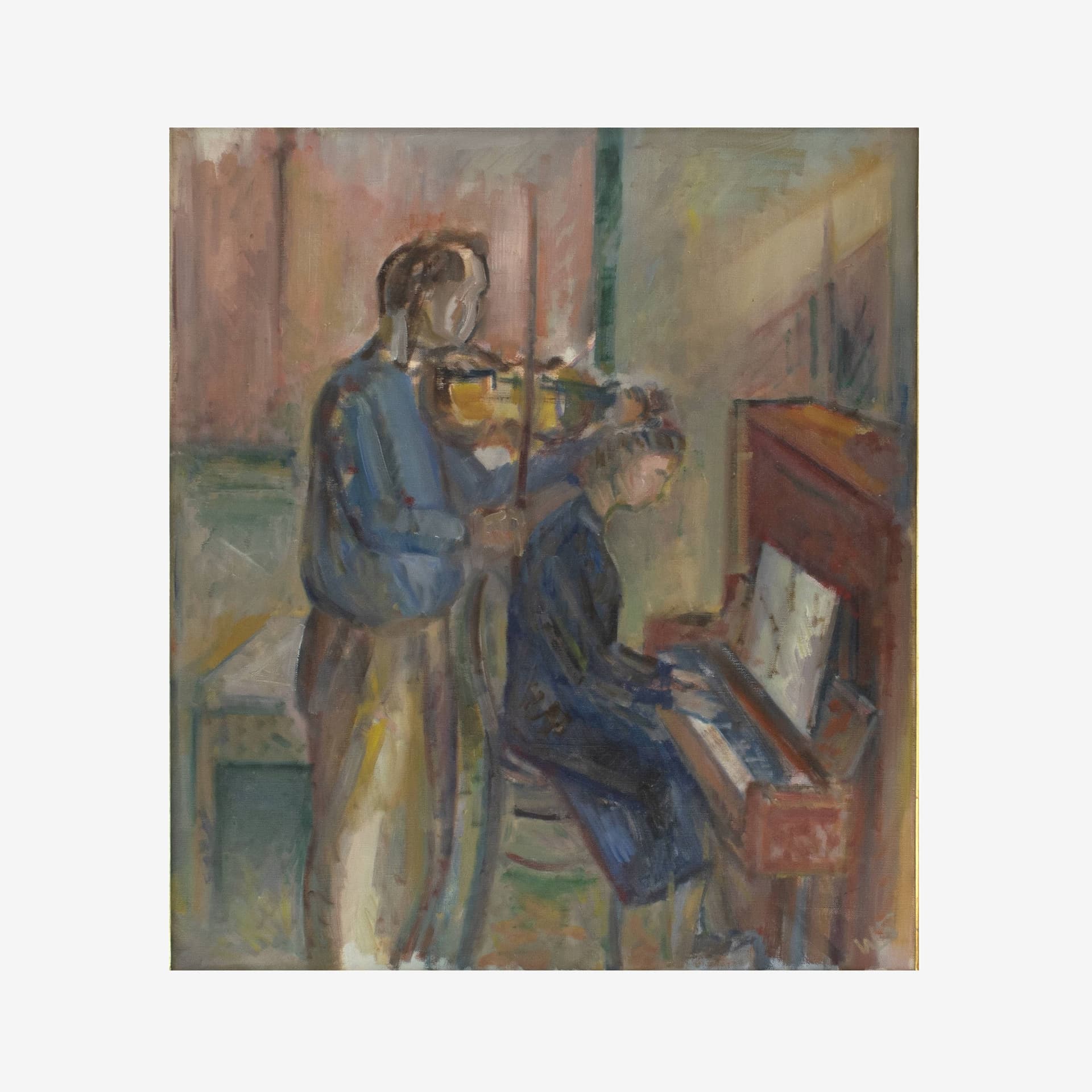 William Scharff. Musicerende par i interior