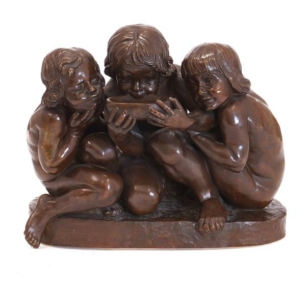 Rudolph Tegner bronzeskulptur "De tørstige Børn" udført 1916