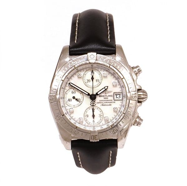 Breitling Cockpit Lady ref. A13358 med perlemorskive og timemarkører i form af diamanter