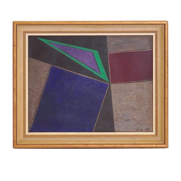 Vilhelm Bjerke Petersen, 1909-57, olie på lærred. Konkret værk. Signeret og dateret 1952