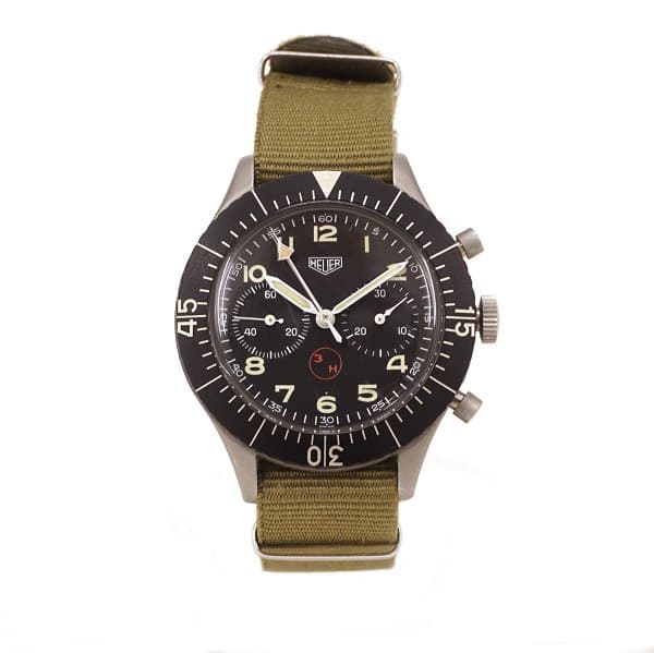 Heuer Bundeswehr 1550 SG 3H/T ca. år 1970. Manuelt optræk. Fremstillet ca. år 1970