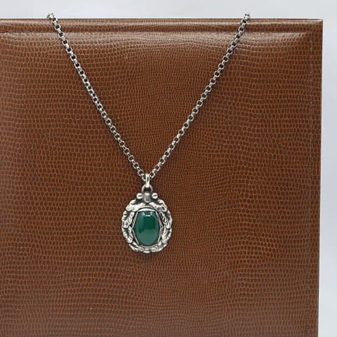 Georg Jensen; Halskæde i sterling sølv med krysopras, nr. 56